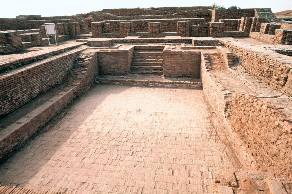 Ruins of the Great Bath at Mohenjo-daro, an Indus Valley Civilization site