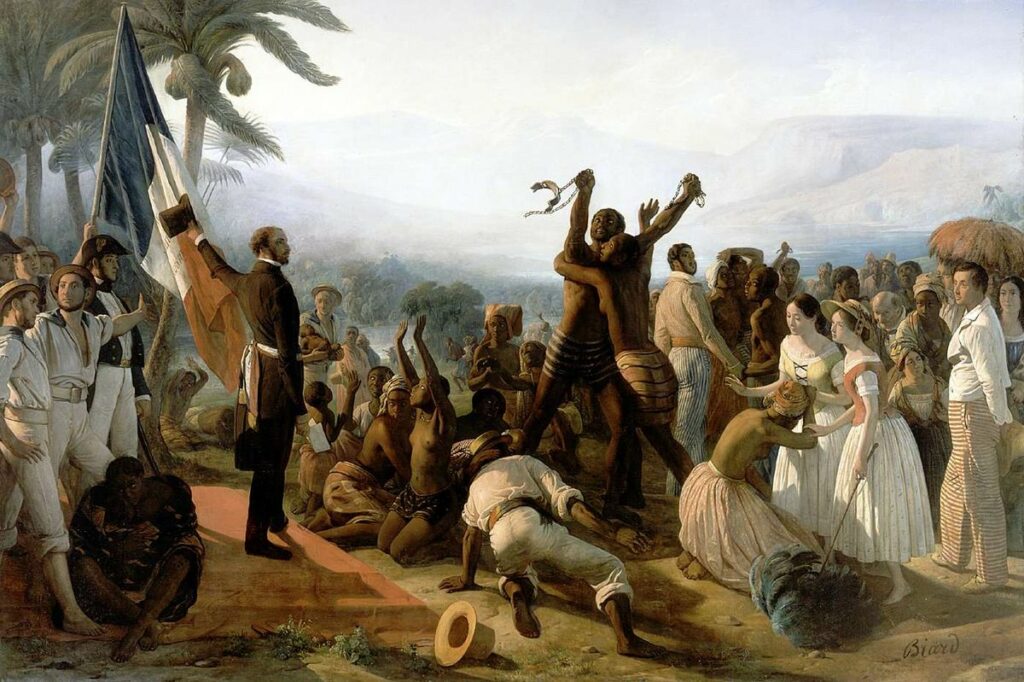Painting representing the abolition of slavery in a French colony