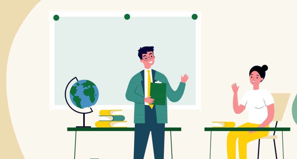 Students participating in a classroom discussion