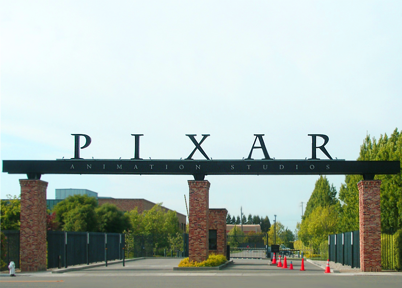 Entrance sign at Pixar Animation Studios in Emeryville, California