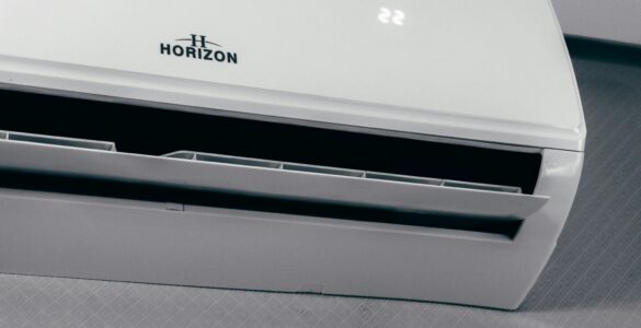 A wall-mounted air conditioner displaying a cool temperature setting