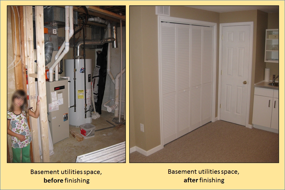 A basement utility area with heating equipment that represents fuel-burning systems needing safe venting and maintenance.