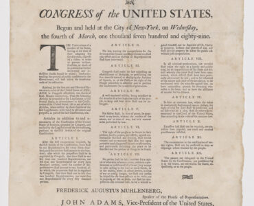 1790 broadside copy of the proposed Bill of Rights amendments