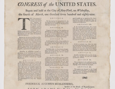 1790 broadside copy of the proposed Bill of Rights amendments