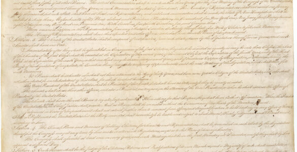 First page of the United States Constitution beginning with We the People