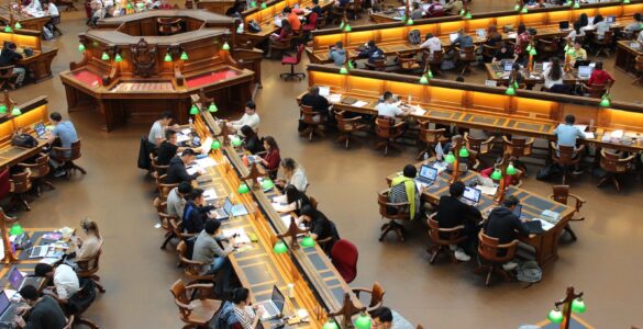 Students studying together with notes and laptops after getting clearer academic guidance