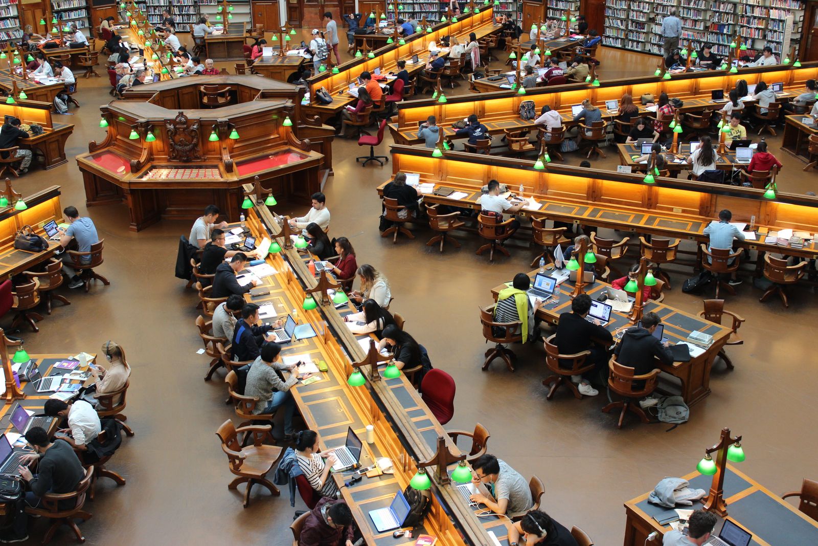 Students studying together at a library table
