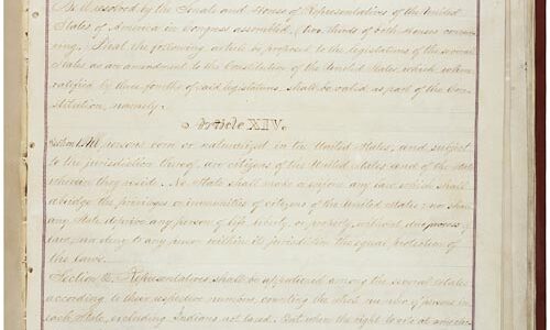 The House Joint Resolution proposing the Fourteenth Amendment to the U.S. Constitution.