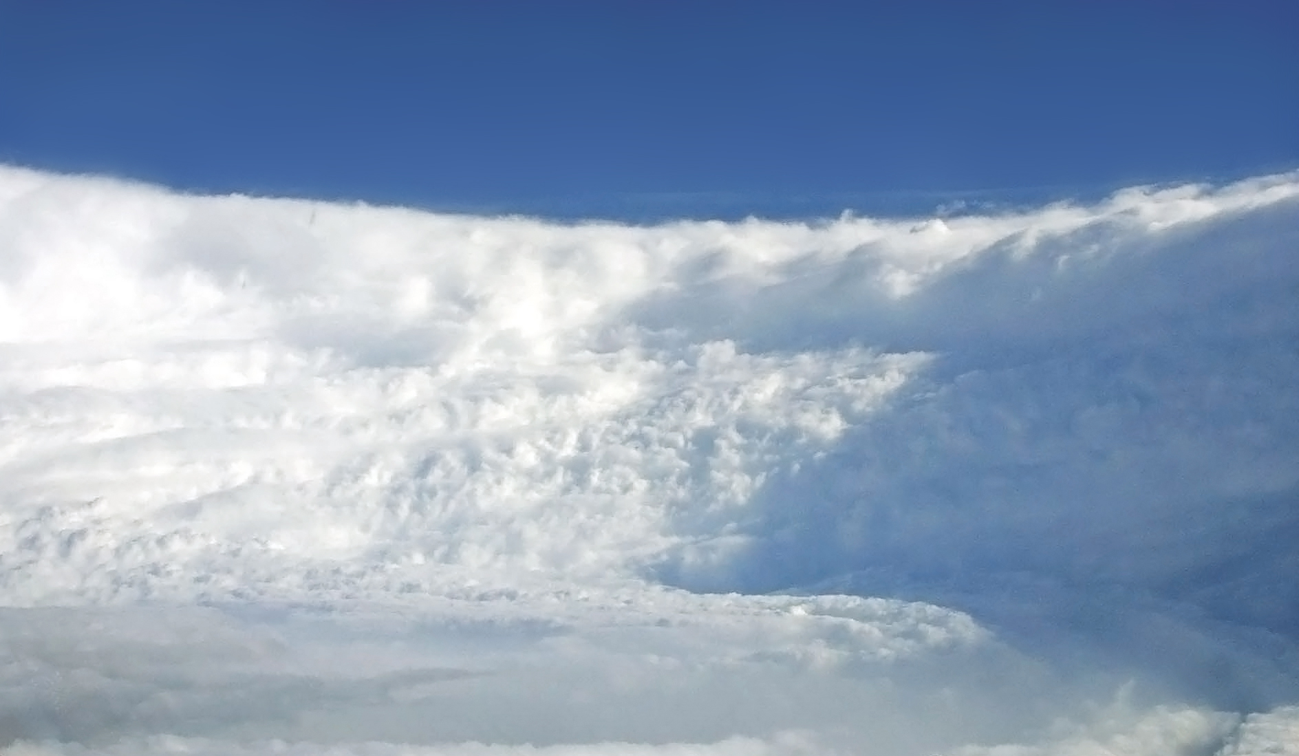 View of a hurricane eyewall from inside a hurricane hunter aircraft