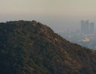 A hazy view of Los Angeles under a layer of smog