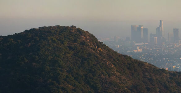 A hazy view of Los Angeles under a layer of smog
