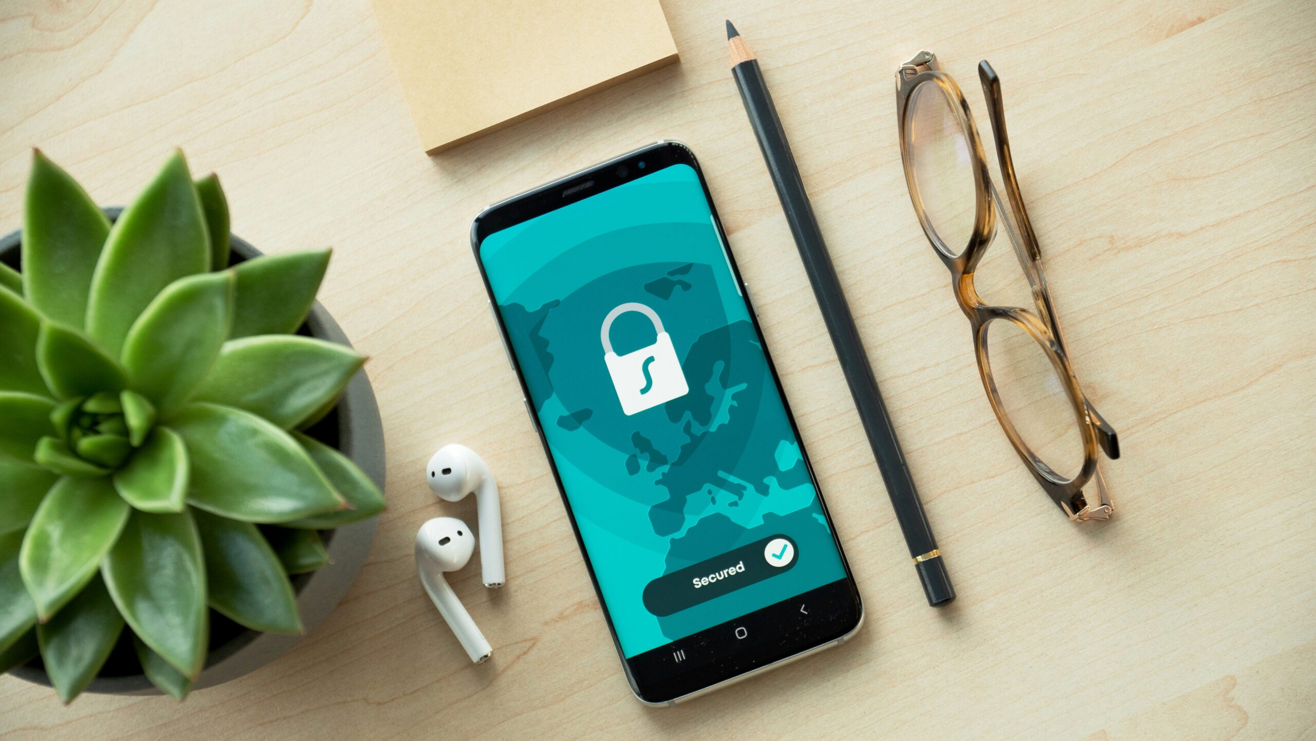 A smartphone security screen representing privacy settings and account protection