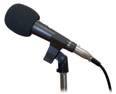 Studio microphone used to record a voice