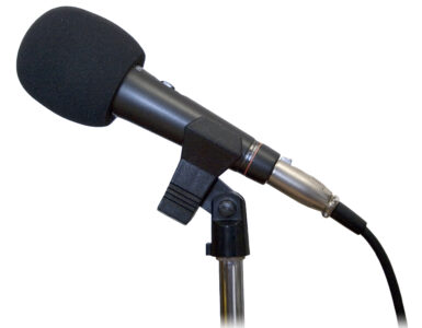 Studio microphone used to record a voice