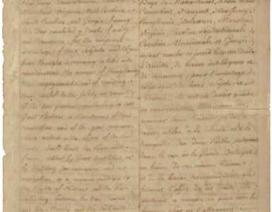 The 1778 Treaty of Alliance between France and the United States written in English and French.