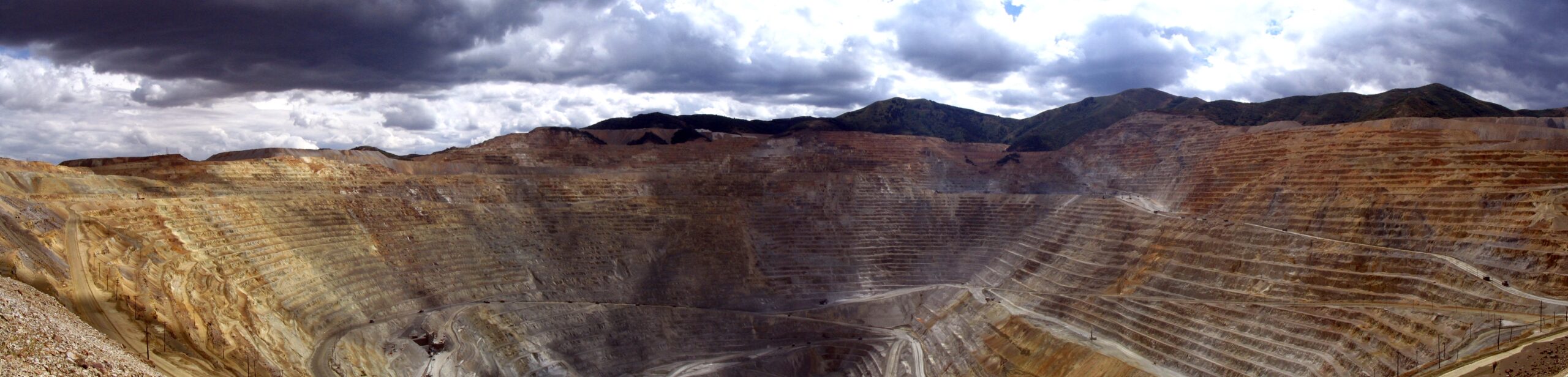 Wide view of an open-pit copper mine