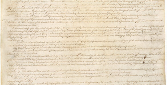 The first page of the United States Constitution, which contains the presidential pardon power in Article II.