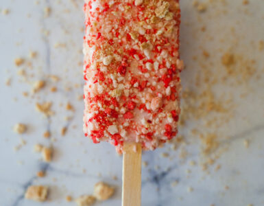 A cold ice cream dessert showing the frozen texture that gives ice cream its creamy structure