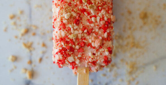 A cold ice cream dessert showing the frozen texture that gives ice cream its creamy structure