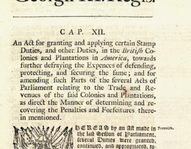 Printed excerpt from the 1765 Stamp Act showing the formal text of the British tax law.
