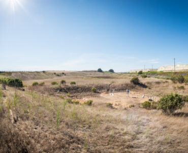 Managed aquifer recharge basin holding water that can seep into underground aquifers