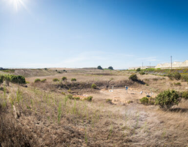 Managed aquifer recharge basin holding water that can seep into underground aquifers