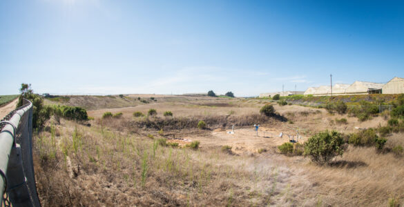 Managed aquifer recharge basin holding water that can seep into underground aquifers