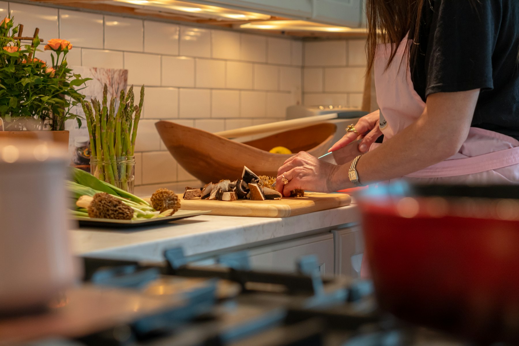 Fresh ingredients prepared for a balanced meal with carbohydrates, protein, and fiber-rich foods.