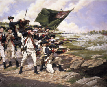 Continental soldiers fighting at the Battle of Long Island, where American rear-guard actions helped Washington's army escape.