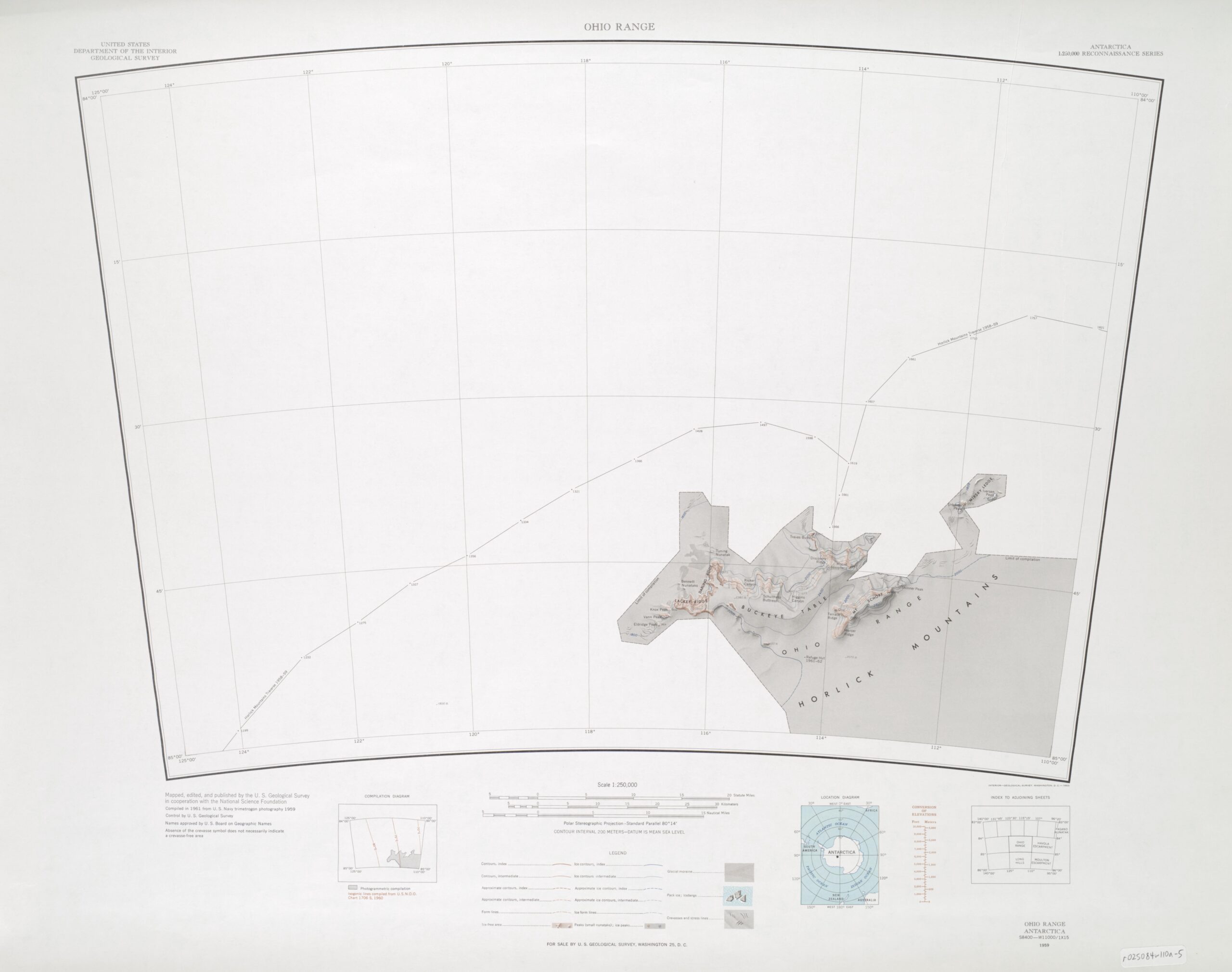 USGS topographic map showing terrain, contours, and landform patterns across the Ohio Range.