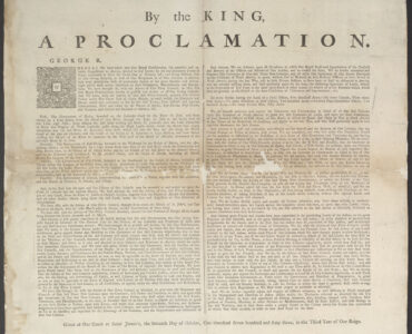 A printed 1763 broadside headed By the King, A Proclamation.