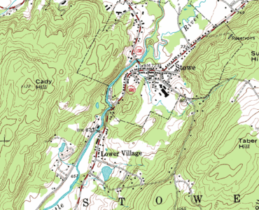 USGS topographic map detail showing contour lines that trace elevation changes across hills and valleys.