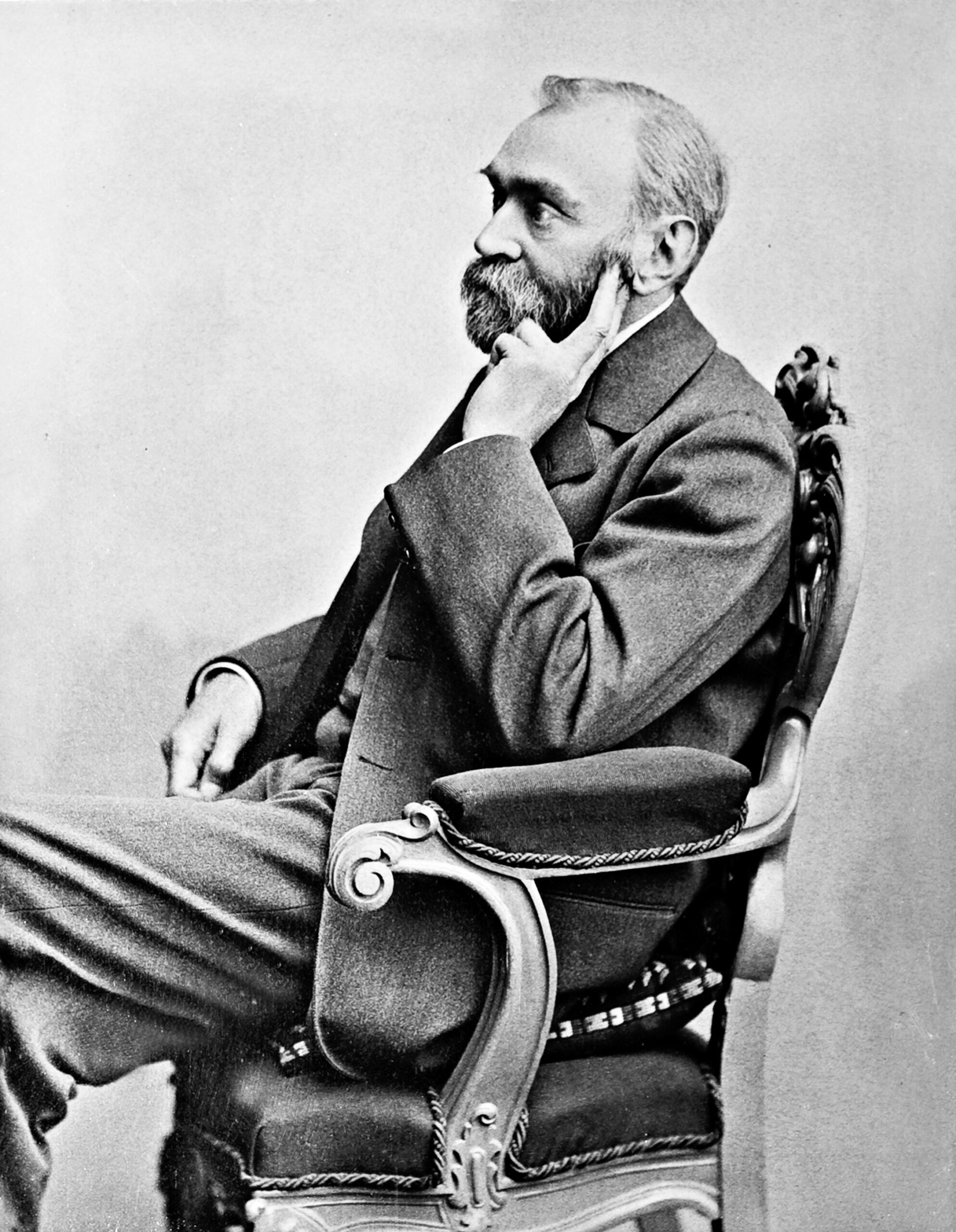 Black-and-white portrait of Alfred Nobel