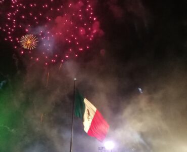 Crowd gathered in Mexico City's Zocalo for the El Grito ceremony on September 15.
