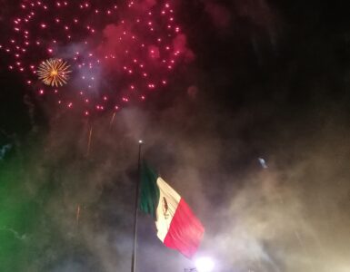 Crowd gathered in Mexico City's Zocalo for the El Grito ceremony on September 15.