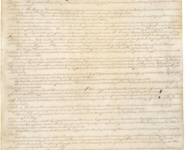The first page of the United States Constitution, whose Article I powers include the Necessary and Proper Clause.