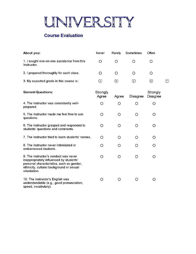 A plain paper optical mark recognition form designed for a desktop scanner and software.