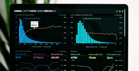 A laptop dashboard with charts representing how graphs can reveal patterns that summary statistics miss.