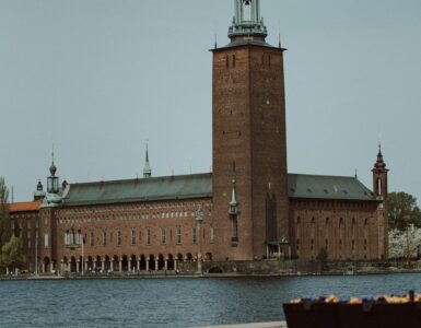 Stockholm City Hall beside the waterfront in Sweden