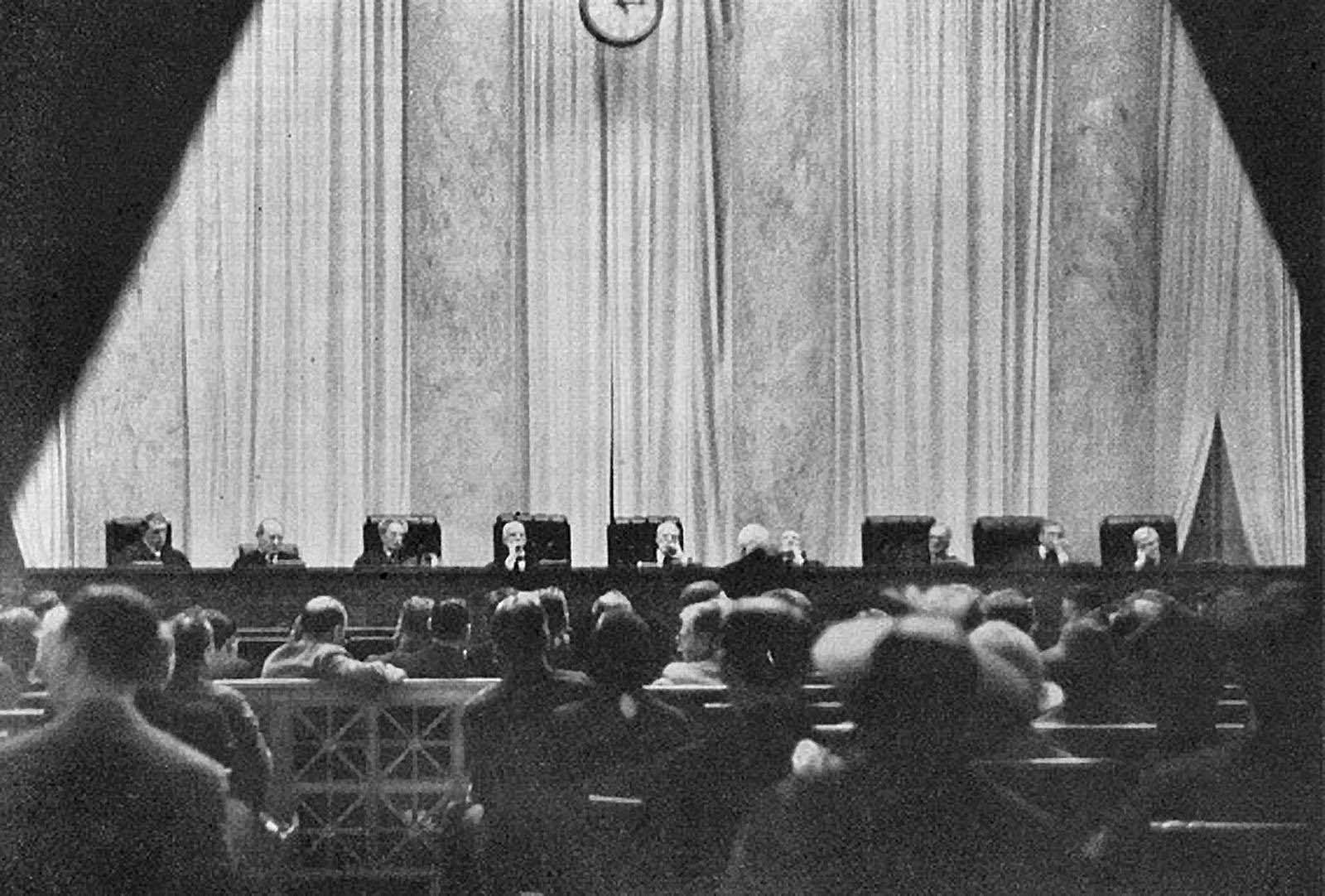 The U.S. Supreme Court in session in its courtroom in 1937