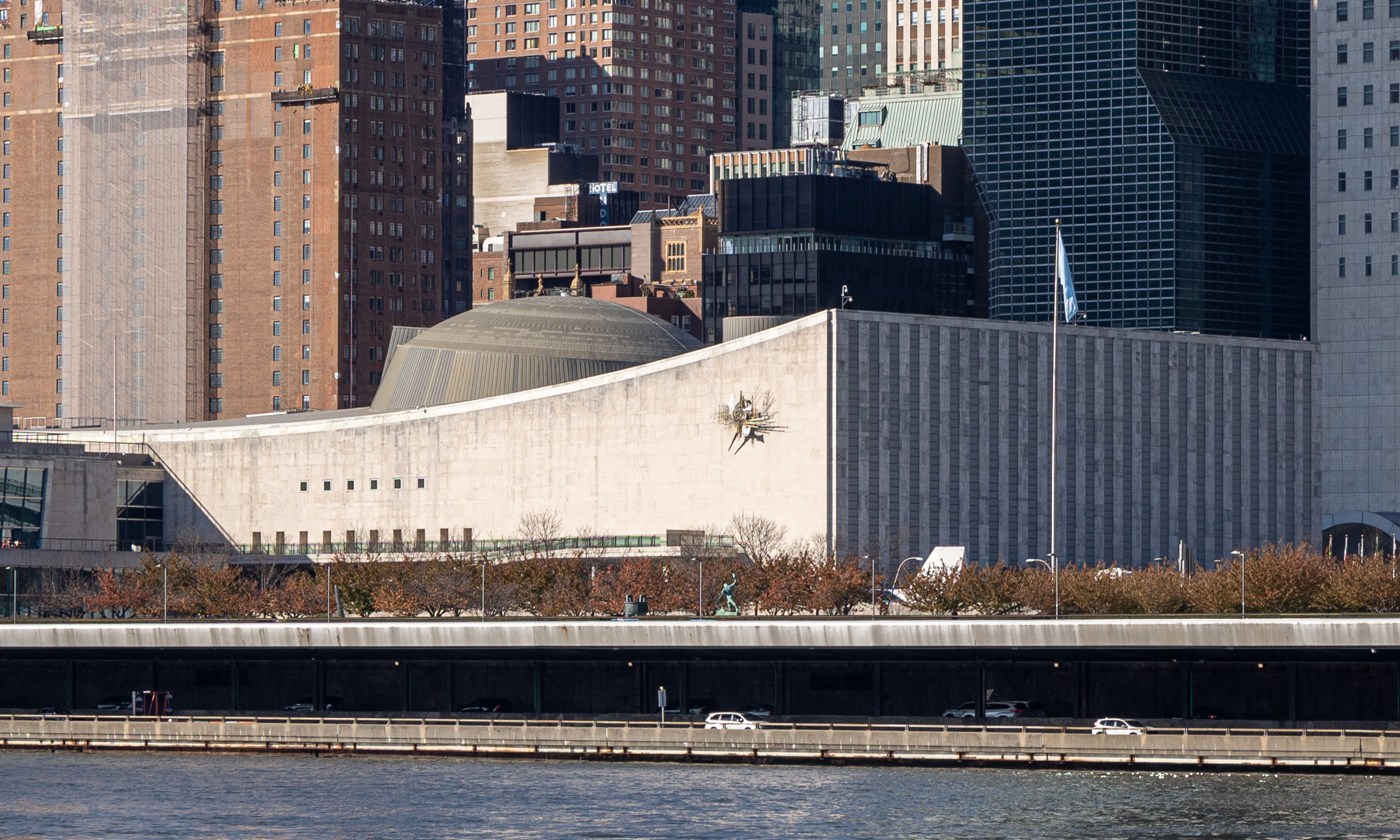 The United Nations General Assembly Building at UN Headquarters in New York
