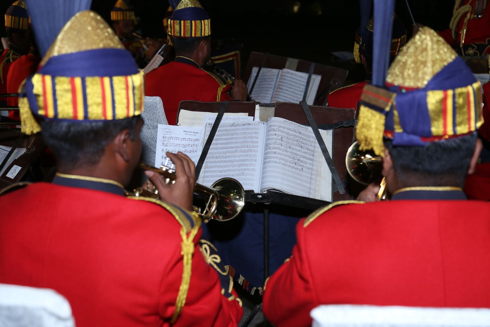 Trumpet players performing together in a brass ensemble
