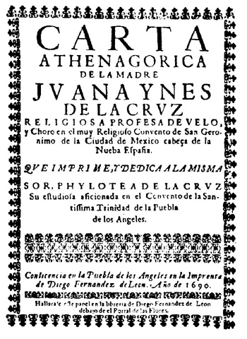 Title page of Sor Juana's Carta Atenagórica published in 1690