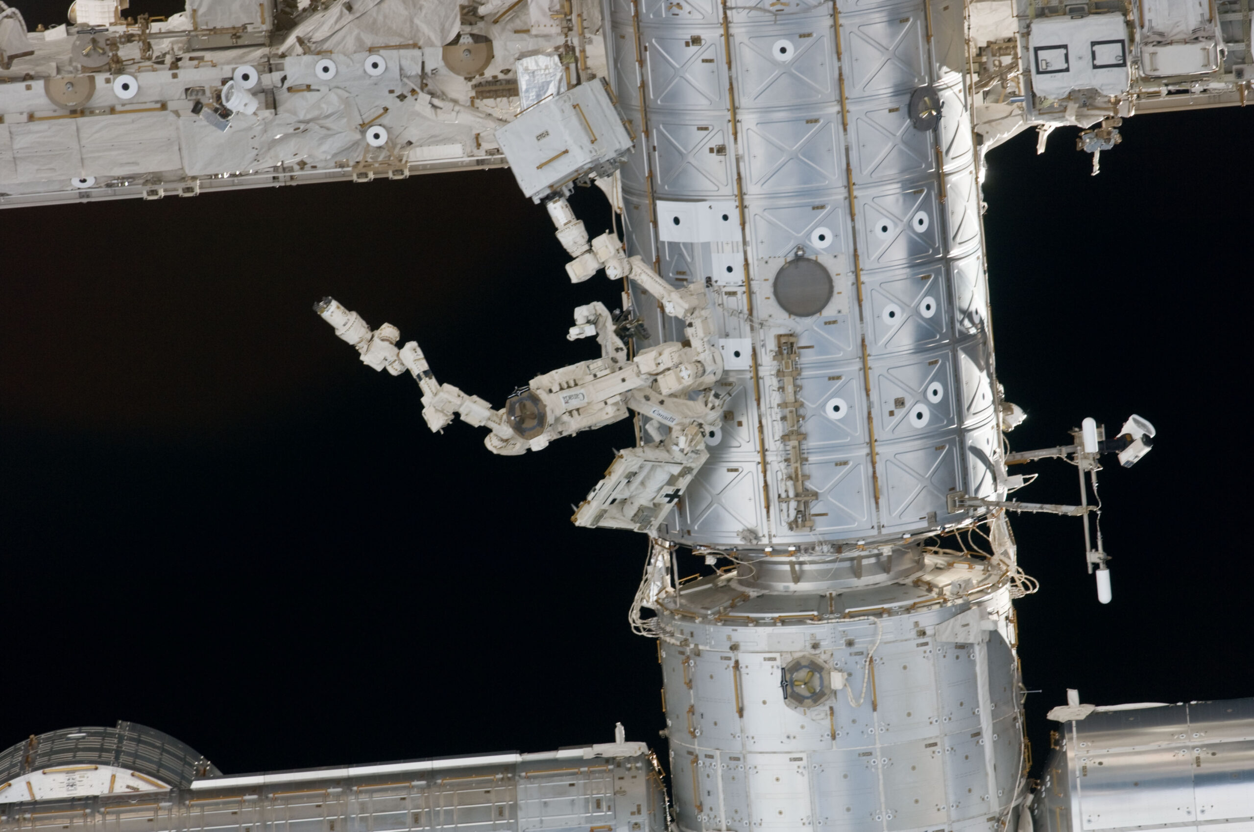 The International Space Station seen from Space Shuttle Endeavour with Earth below
