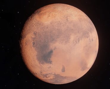 Mars glowing against the darkness of space