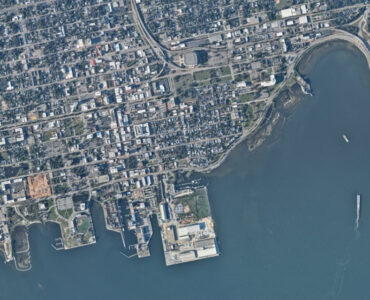 NOAA aerial photograph of coastal neighborhoods after a hurricane