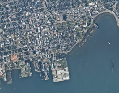 NOAA aerial photograph of coastal neighborhoods after a hurricane