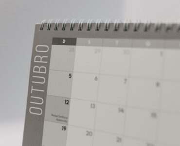 Close-up of an October calendar page