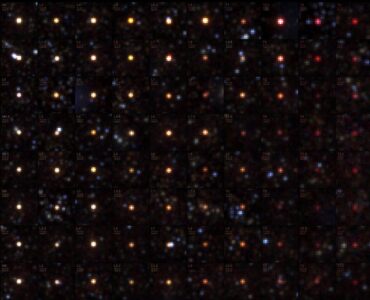 A grid of brown dwarfs observed by the SPHEREx space telescope, arranged by spectral type and temperature.
