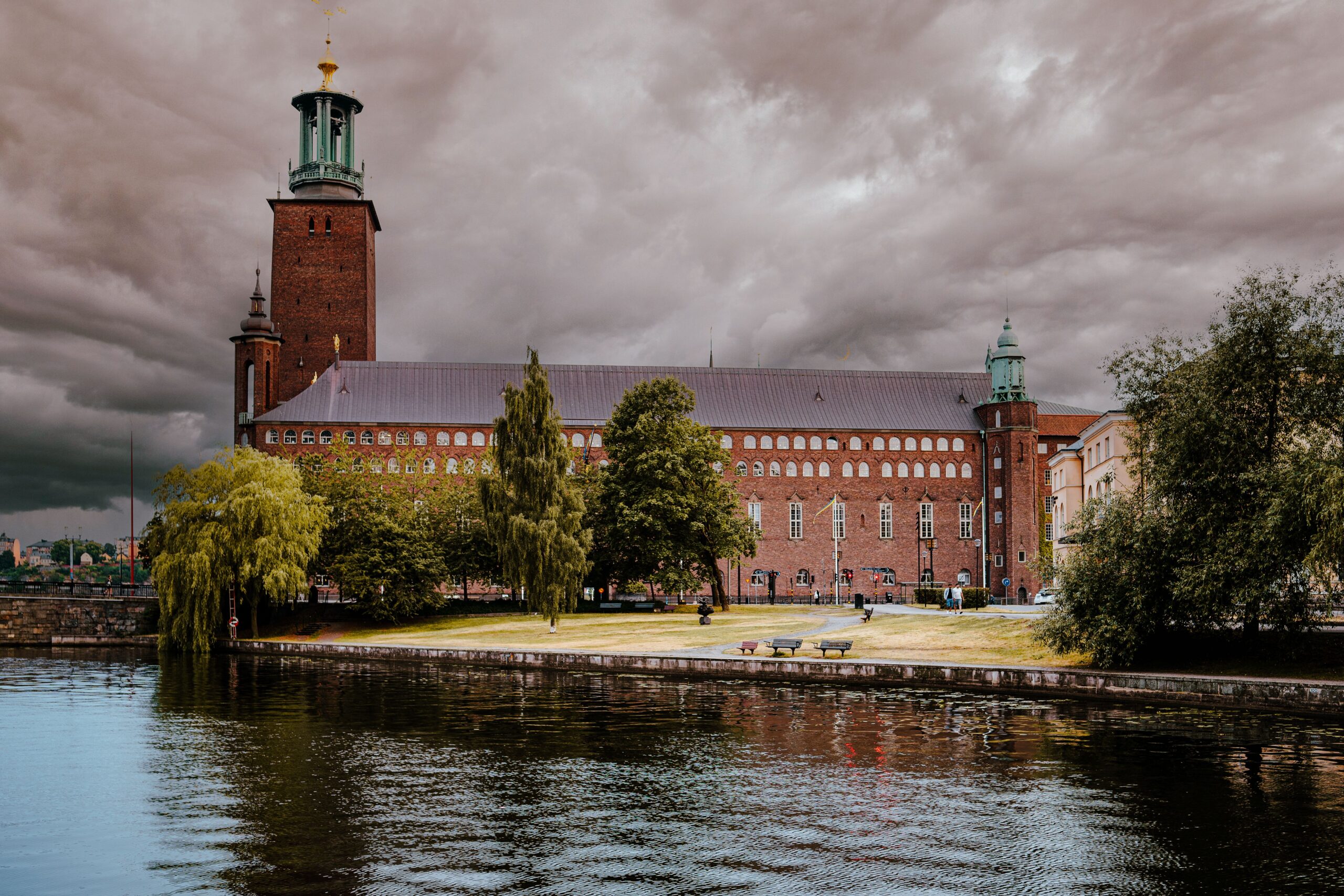 Stockholm City Hall beside the water in Sweden